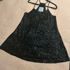 Pearl by Georgina Chapman Sparkling Black Mini Dress